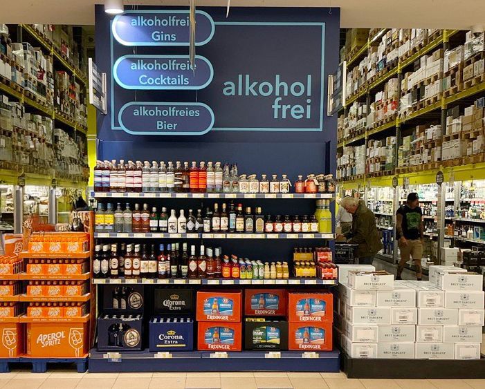 Alkoholfreie Auswahl am Alkoholfrei-Regal