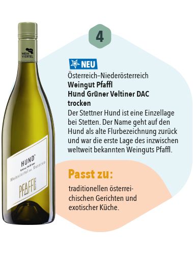Österreich–Niederösterreich Weingut Pfaffl Hund Grüner Veltiner DAC  trocken
