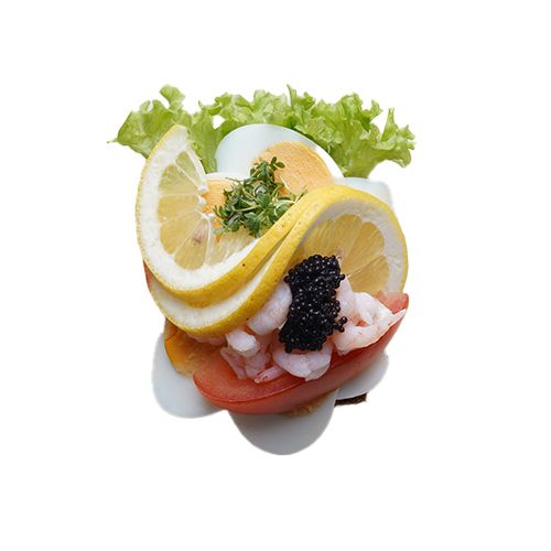 Smörrebröd mit Ei und Garnele