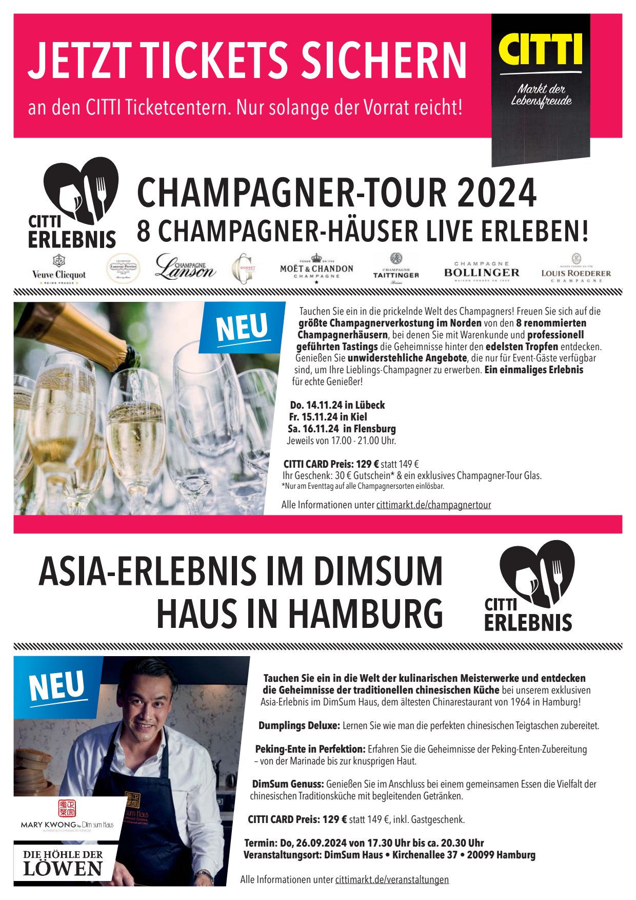 CITTI ERLEBNIS Champagner-Tour 2024