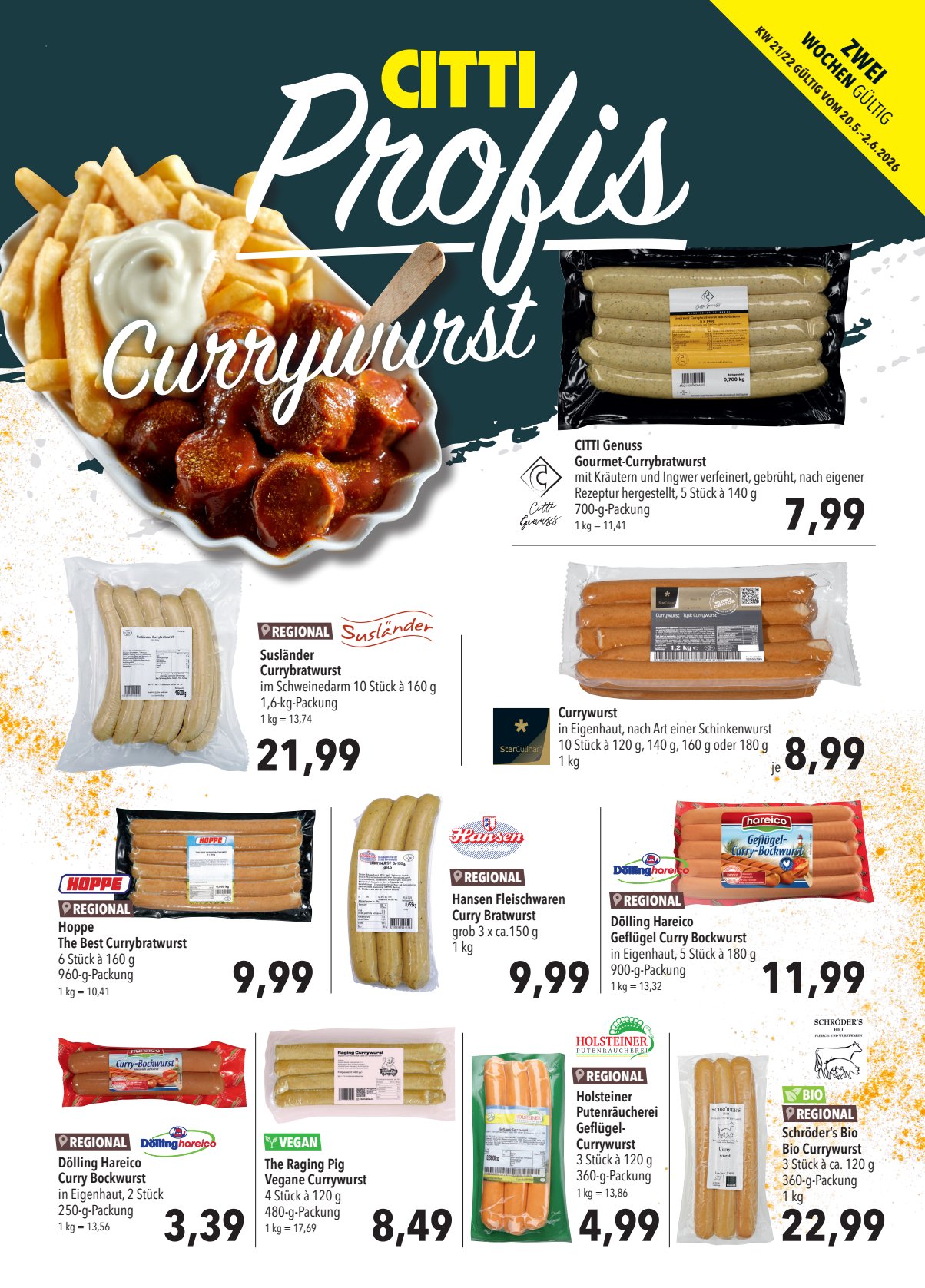 Currywurst Angebote für Profis