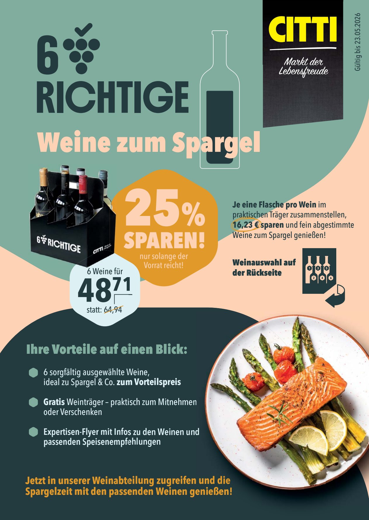 6 RICHTIGE - Weine zum Spargel